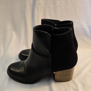 Black Small Heel Platform Ankle Boots With Ankle Buckle Detail Size 8